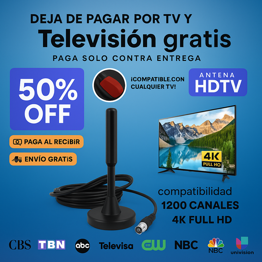 Antena full HD para TV! - Goza de imagen clara, sin cables ni pagos mensuales📺🆓